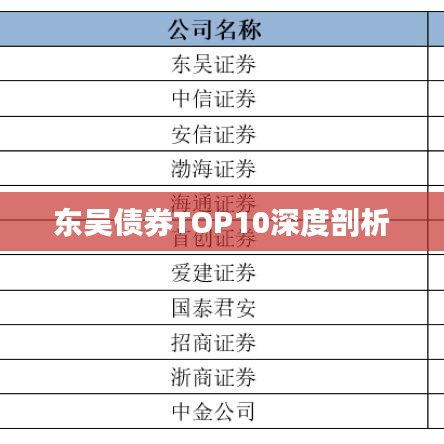 东吴债券TOP10深度剖析