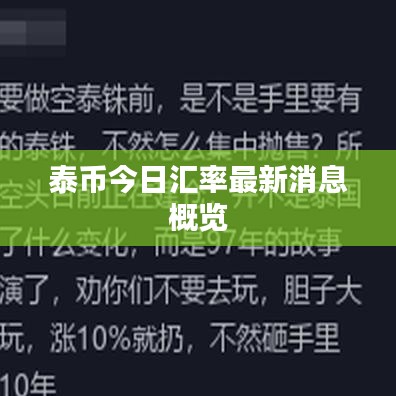泰币今日汇率最新消息概览