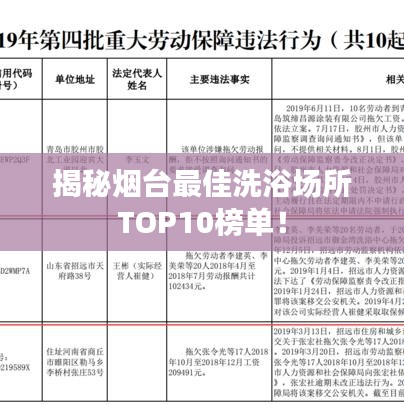 揭秘烟台最佳洗浴场所TOP10榜单！