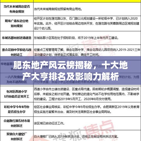 肥东地产风云榜揭秘，十大地产大亨排名及影响力解析