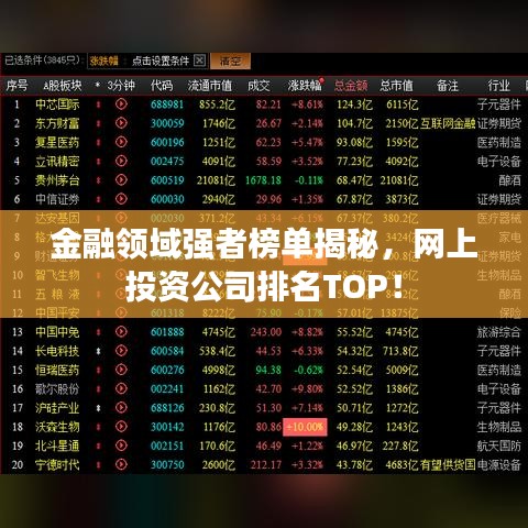 金融领域强者榜单揭秘，网上投资公司排名TOP！