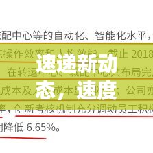 速递新动态，速度与效率的极致融合