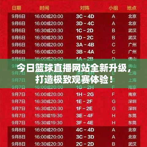 今日篮球直播网站全新升级，打造极致观赛体验！