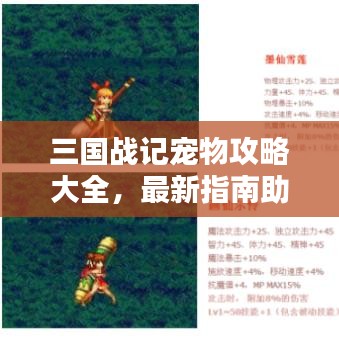 三国战记宠物攻略大全，最新指南助你成为宠物大师！