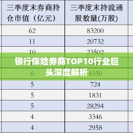 银行保险券商TOP10行业巨头深度解析