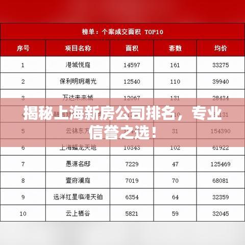揭秘上海新房公司排名，专业信誉之选！