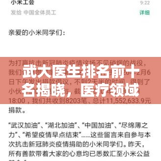 武大医生排名前十名揭晓，医疗领域的顶尖专家