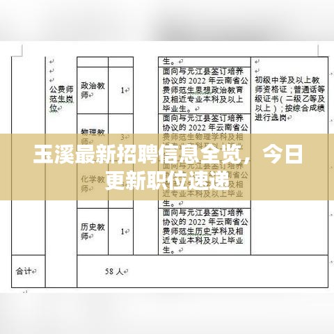 玉溪最新招聘信息全览，今日更新职位速递