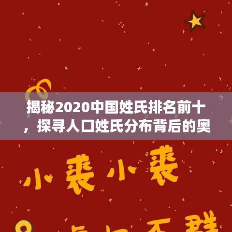 揭秘2020中国姓氏排名前十，探寻人口姓氏分布背后的奥秘！