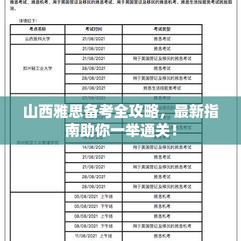 山西雅思备考全攻略，最新指南助你一举通关！