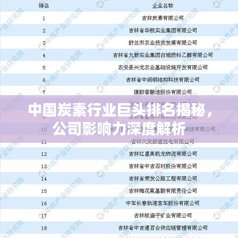 中国炭素行业巨头排名揭秘，公司影响力深度解析